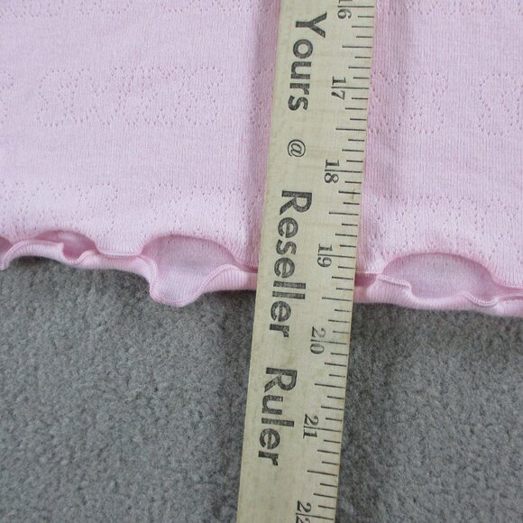 SKIMS Logo Pointelle Shirt Womens XS Cherry Blossom Pink Printed Stretch NWT - Picture 6 of 9